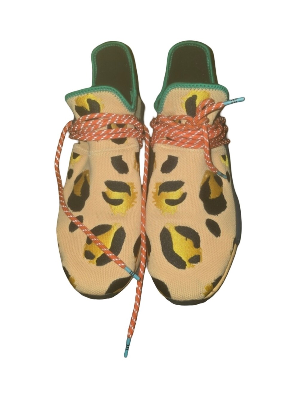 adidas Men Leopard-Print Sneakers with Orange Laces and Green Trim